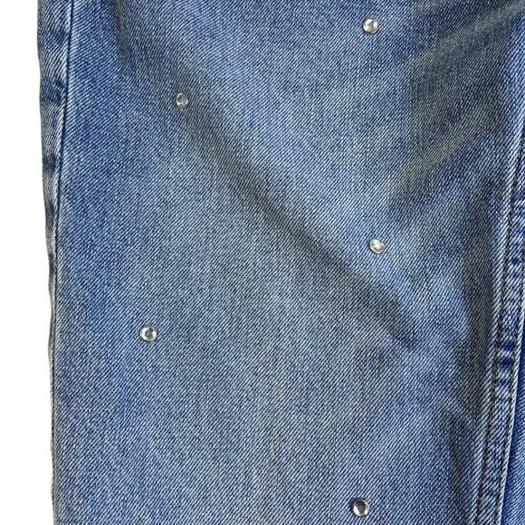 Zara Womens Light Blue Denim Jeans 1975 Crystal Embellished Straight Leg Size 00 - Picture 7 of 11